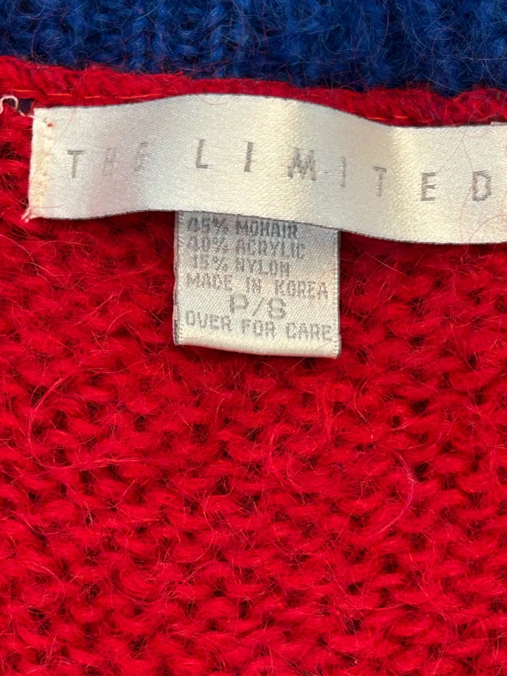 Vtg 80 90 The Limited Mohair primary color colorblock Geometric Swirl sweater S
